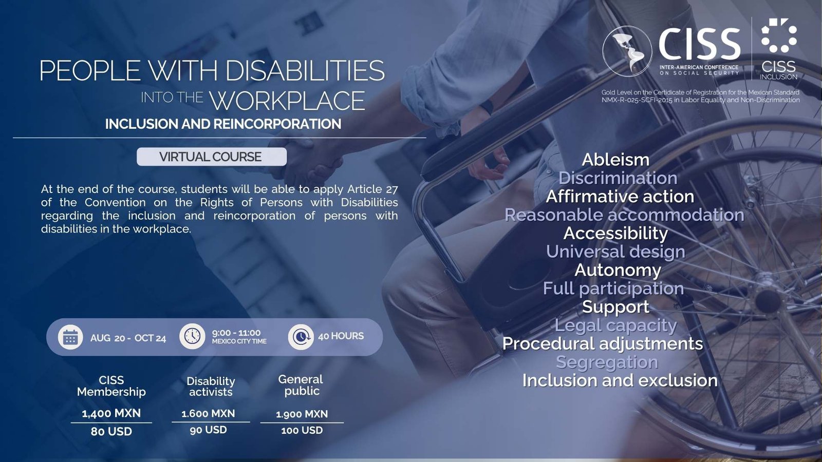 Inclusion and reincorporation of people with disabilities into the workplace